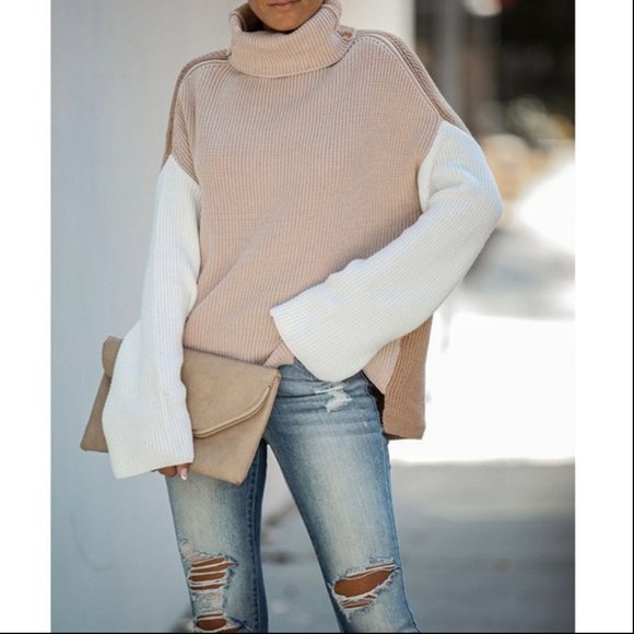 Vici Sweaters - VICI Joyous Occasion Colorblock Turtleneck Sweater